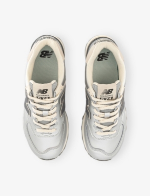New Balance Womens Metallic Silver 574 Metallic-leather Trainers Eur 39 / 6 Uk In Silver