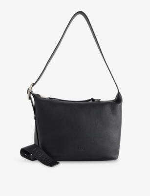 Loewe Mens Black Loop Leather Hobo Bag