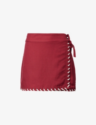 SIMKHAI: Stitch Wrap Linen-Blend Mini Skirt