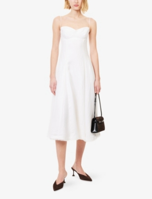 SIMKHAI: Analis Bustier Linen-Blend Midi Dress