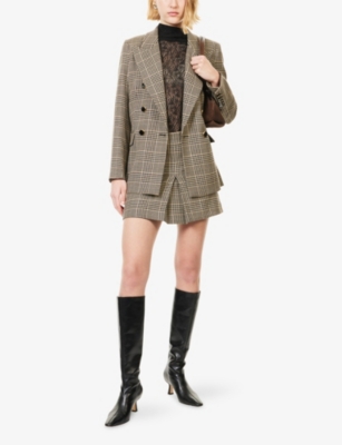 Veronica Beard Womens Black Multi Pavaline Houndstooth Woven Mini Skirt In Multi