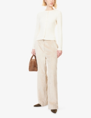 Veronica Beard Womens Ecru Lira Pointelle Knitted Cardigan Xs In Sand