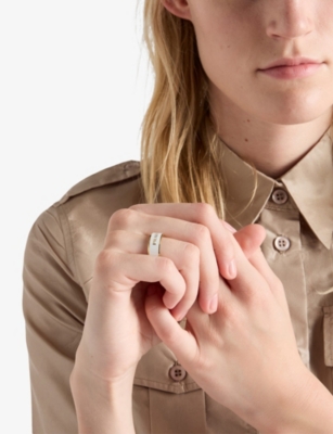 PRADA: Logo Enamelled Metal Ring
