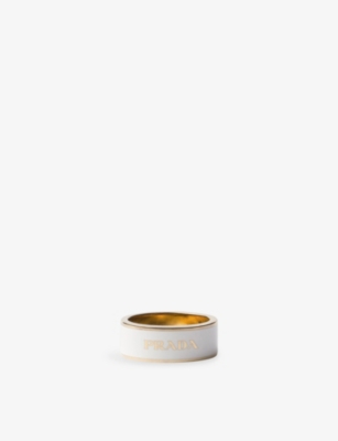 PRADA: Logo Enamelled Metal Ring