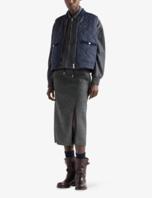 Prada Womens Blue Re-nylon Quilted Shell Vest In Blue