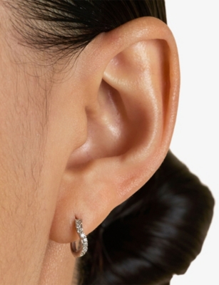 ASTRID & MIYU: Wave Cluster 14ct White-Gold And Lab-Grown Diamond Hoop Earrings