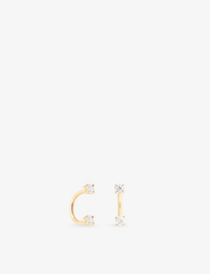 ASTRID & MIYU: Two-Stone 14ct Yellow Gold And Lab-Grown Diamond Ear Jacket