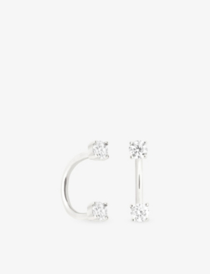 ASTRID & MIYU: Two-Stone 14ct White-Gold And Lab-Grown Diamond Ear Jacket