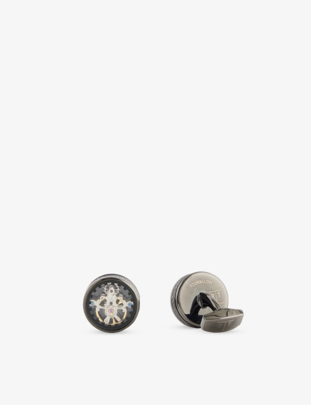 Single Tourbillon Gear Gunmetal-Plated Metal Cufflinks
