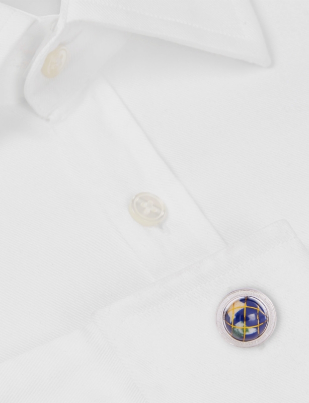 Globe Mosaic Rhodium-Plated Sterling-Silver And Lapis Cufflinks