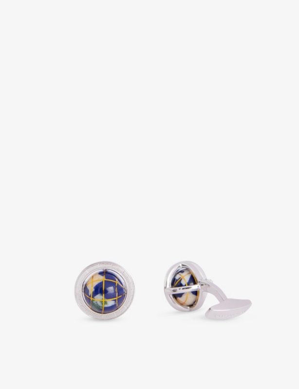 Globe Mosaic Rhodium-Plated Sterling-Silver And Lapis Cufflinks