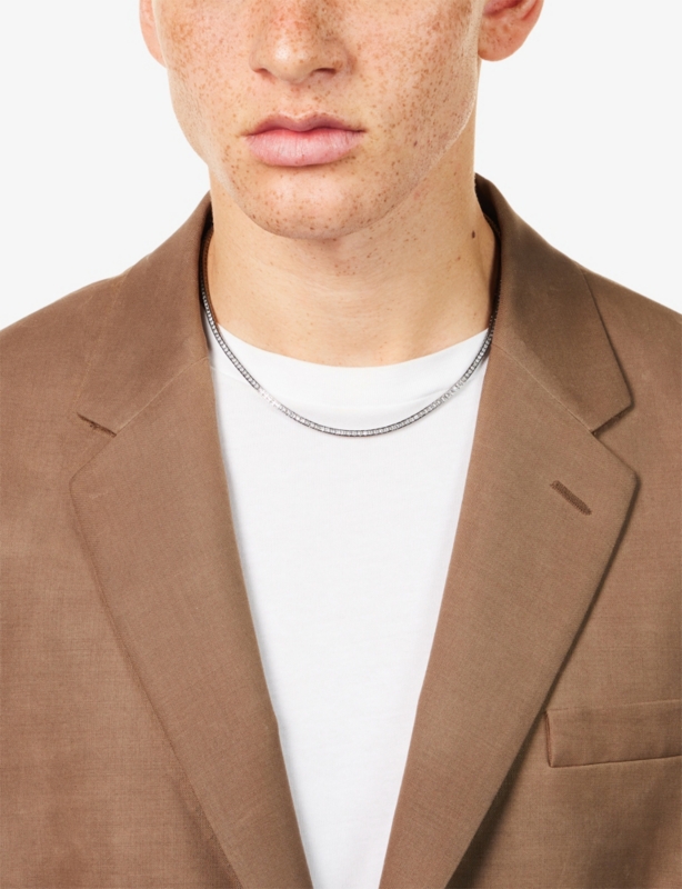 Quadro Tennis Black Rhodium-Plated Sterling Silver And White Spinel Necklace