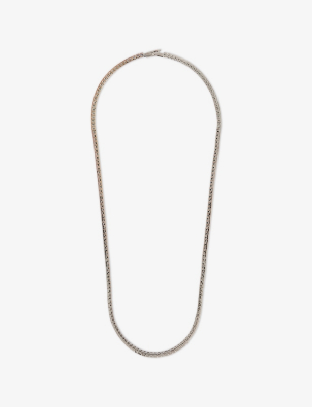 Quadro Tennis Black Rhodium-Plated Sterling Silver And White Spinel Necklace