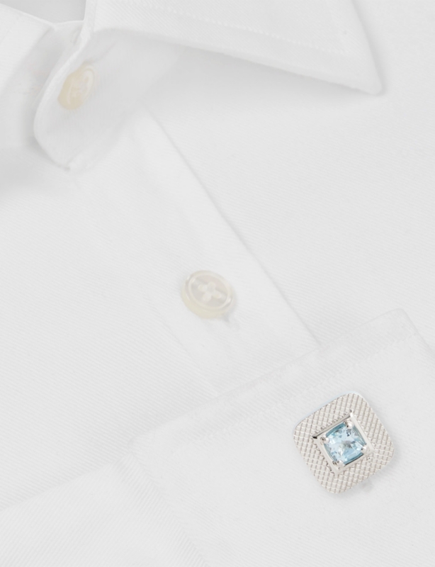 Graffiato Square Rhodium Plated-Sterling Silver And Topaz Cufflinks