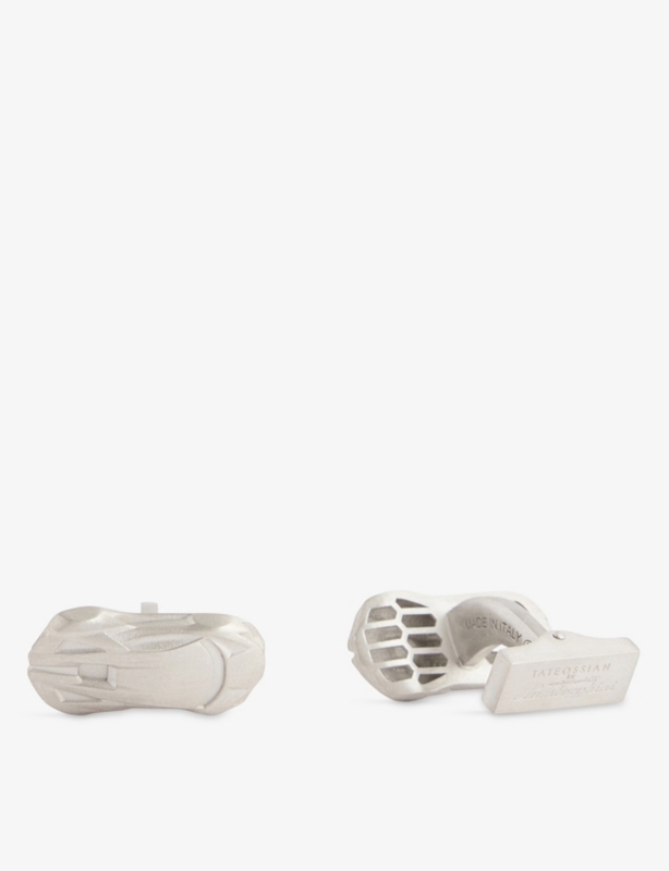 Graffiato Square Precious Yellow-Gold Plated Sterling-Silver And Garnet Cufflinks