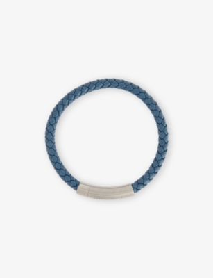 TATEOSSIAN: Charles Rhodium-Plated Sterling Silver And Leather Bracelet