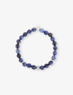 TATEOSSIAN: Hexade Evil Eye Rhodium-Plated Sterling Silver And Sodalite Bracelet