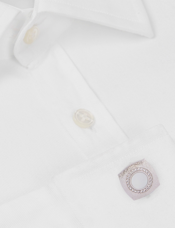 Rounded Square Graffiato Rhodium-Plated Sterling-Silver, Sapphire And Mother-Of-Pearl Cufflinks