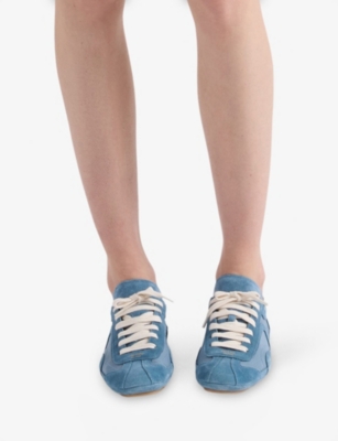 Prada Womens Light Blue Montecarlo Suede And Nylon Trainers Eur 38/5 Uk In Blue