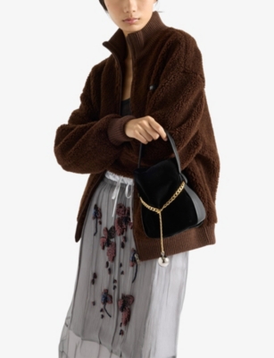 Prada Womens Black Petit Sac Noir Mini Velvet And Leather Bucket Bag In Black