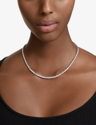 SWAROVSKI: Matrix Tennis Rhodium-Plated And Crystal Necklace