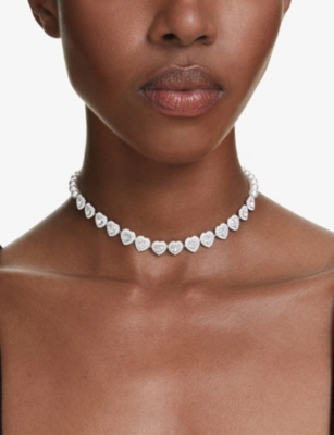 Swarovski Womens  X Ariana Grande Angelic Rhodium-plated And Crystal Choker In Transparent