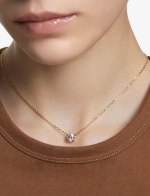 Swarovski Womens  Stilla 18ct Yellow-gold Plated And Crystal Pendant Necklace In White