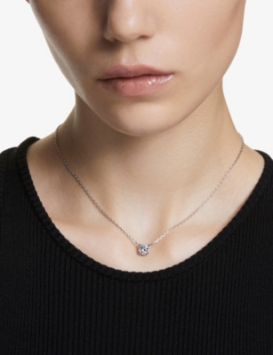 SWAROVSKI: Stilla Rhodium-Plated And Crystal Pendant Necklace