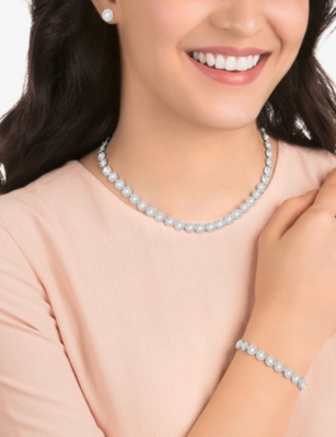 Swarovski Womens  Una Rhodium-plated And Crystal Set In Transparent