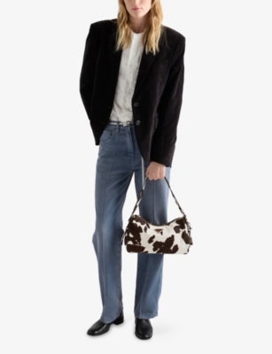 Prada Womens White Aimèe Medium Printed Leather Shoulder Bag In Animal Print