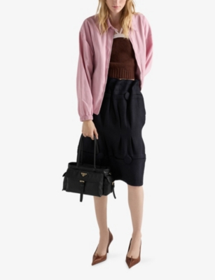 Prada Medium Explore Leather Tote Bag In Black