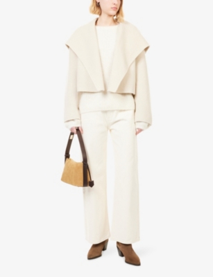 Dissh Womens Bone Lucia Cropped Wool-blend Coat In Neutral