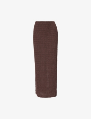 Dissh Womens Choc Melissa Shirred Cotton-blend Maxi Skirt In Brown