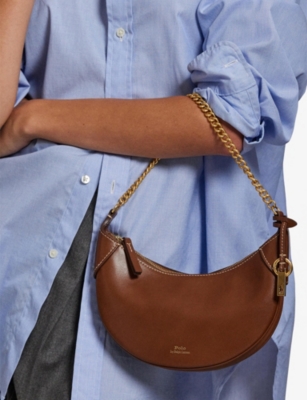 POLO RALPH LAUREN: Curved Leather Cross-Body Bag