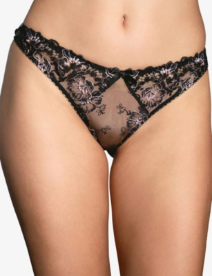 Agent Provocateur Womens Black/pink Lana Lace Briefs In Multi