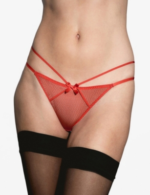 Agent Provocateur Womens Red Nicki Tulle Tanga Briefs Xl In Multi