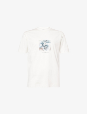 Mens Emporio Armani Printed Crewneck Woven T-Shirt