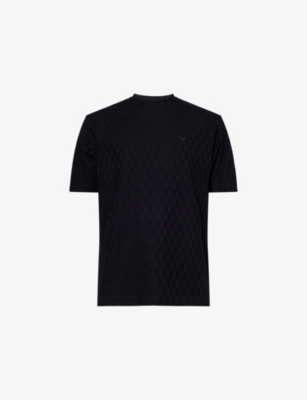 Mens Emporio Armani Jacquard Crewneck Cotton-Jersey T-Shirt