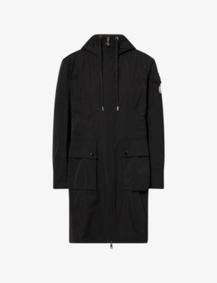 Moncler Womens Black Laerte Long Tech-woven Parka