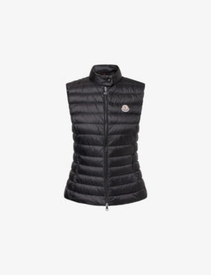 Moncler Womens Black Igens Cinched-waist Shell-down Vest Xs