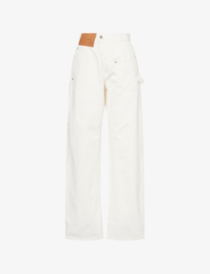 Jw Anderson Mens Off White Twisted Straight-leg Denim Jeans
