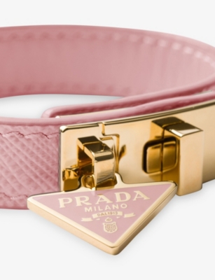 Prada Pink Saffiano Leather Bracelet In Pink