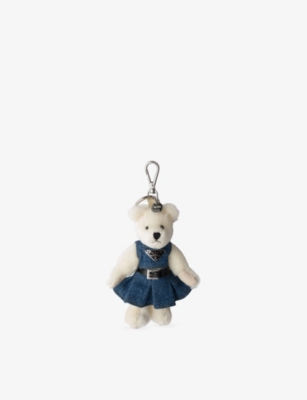 Prada Womens White Teddy Bear Cotton And Mohair-blend Bag Charm In Multi