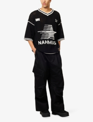 NAHMIAS: Star Football V-Neck Cotton-Knit T-Shirt