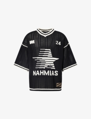 NAHMIAS: Star Football V-Neck Cotton-Knit T-Shirt