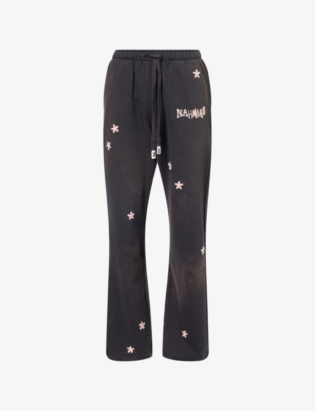 Flower Wide-Leg cotton-Jersey Jogging Bottoms