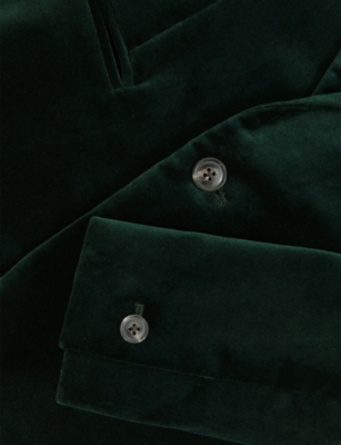 Reiss Green Apsara Single-breasted Stretch-velvet Blazer 3 In Green