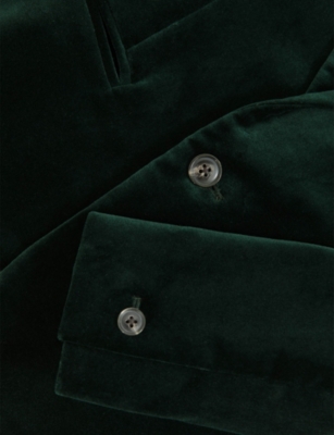 Reiss Green Apsara Single-breasted Stretch-velvet Blazer 9-13 In Green