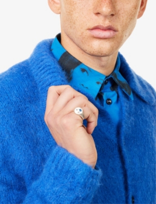 Serge Denimes Mens Sky Crystal-embellished Sterling-silver Ring In Metallic