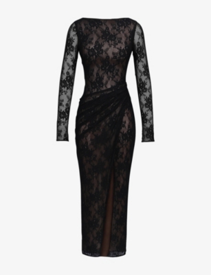 black mid thigh dress RIXO Aly Cashmere-Blend Mini Black main image 0